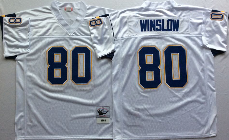 Men NFL Los Angeles Chargers #80 Winslow white Mitchell Ness jerseys